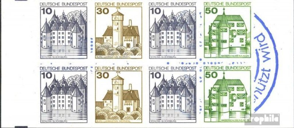 Briefmarken BRD (BR.Deutschland) 1980 Mi MH22ae mZ mit Zählbalken (kompl.Ausg.) postfrisch Burgen und Schlösser