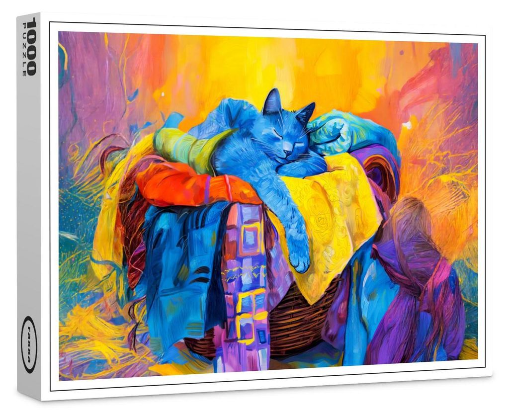 raxxa Premium-Puzzle "Cat Sleeping in Laundry Pile", 1000 Teile