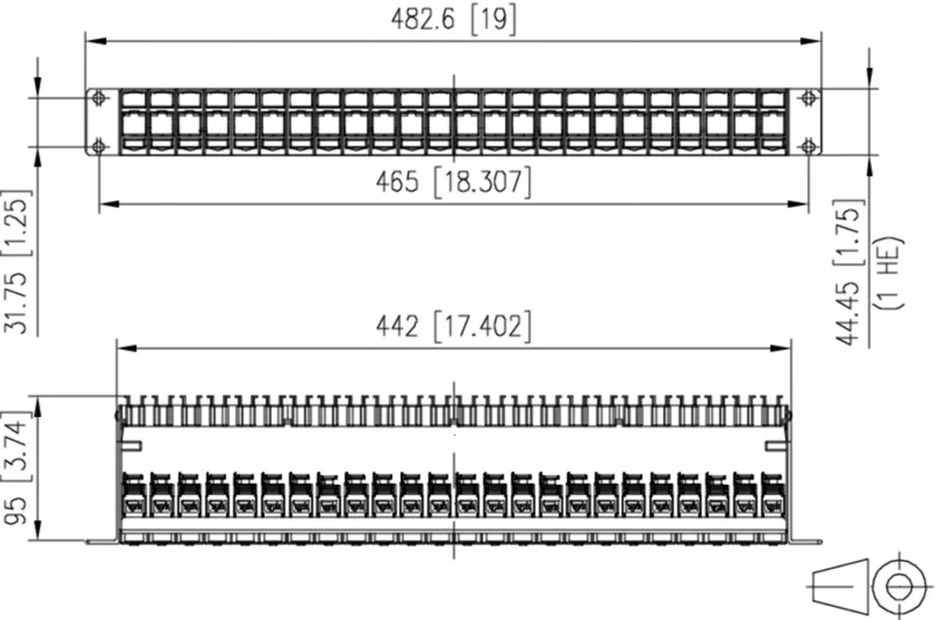 Panneau de brassage RJ45 BTR NETCOM 130920-E - Solution Réseau 19" 1U - 5