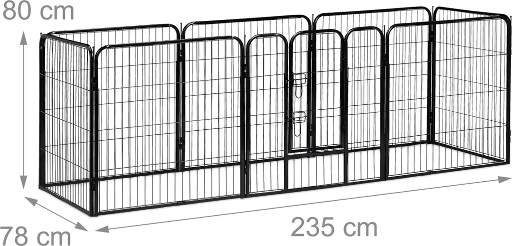 Box Cani Relaxdays L Nero 235x78x80cm - Recinto Modulare Esterno - 4