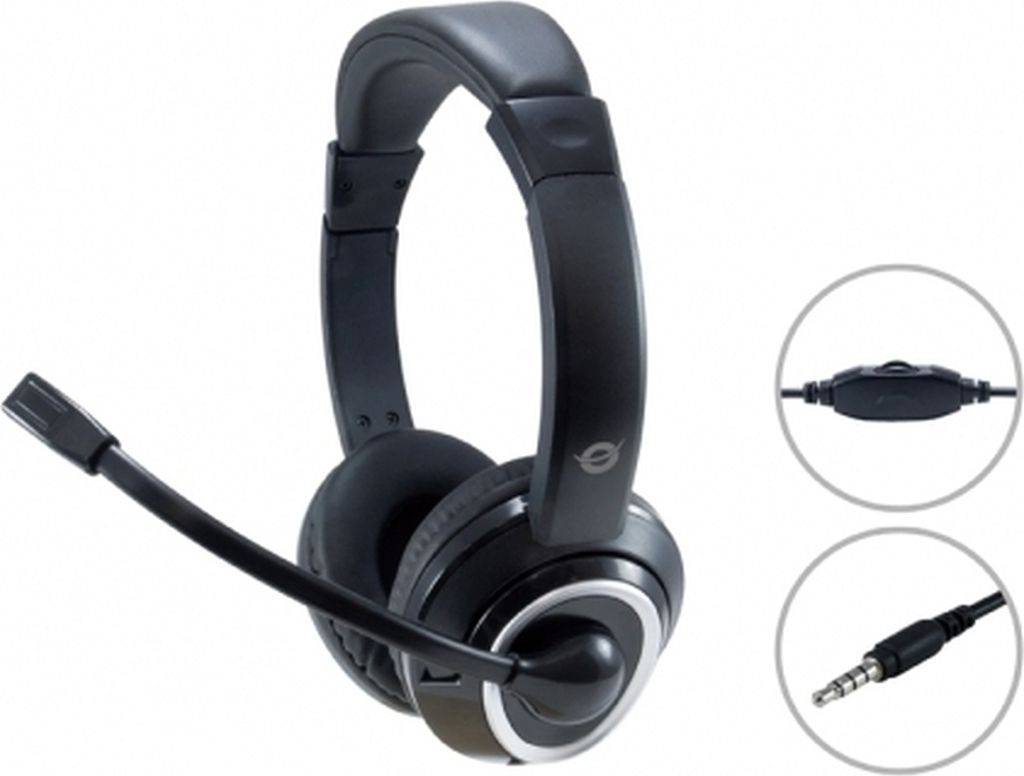 CONCEPTRONIC Headset Klinke 2m Kabel,Mikro,int.Bed.Stereo Produktbild 1