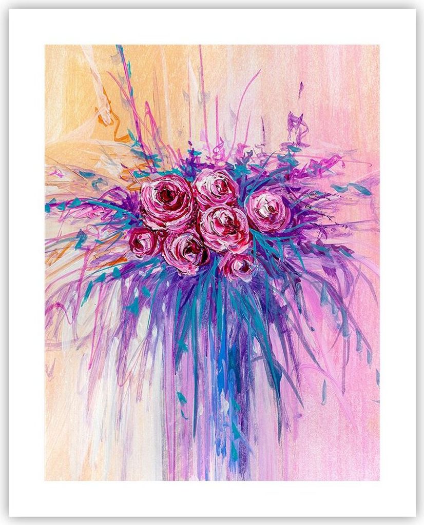 Poster - Poster ohne Rahmen - Blumenstrauß Blumen Rosen - 40x50 cm - Wand Bild - Wanddeko - Wandbilder - Kunstposter - Wandposter - Bilder - Kunst...