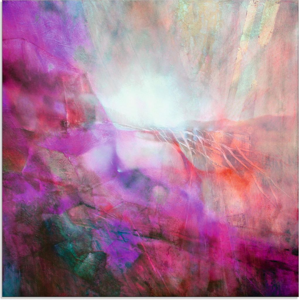 ARTland Glasbild Abstrakte Komposition rot, grün, violett Größe: 30x30 cm
