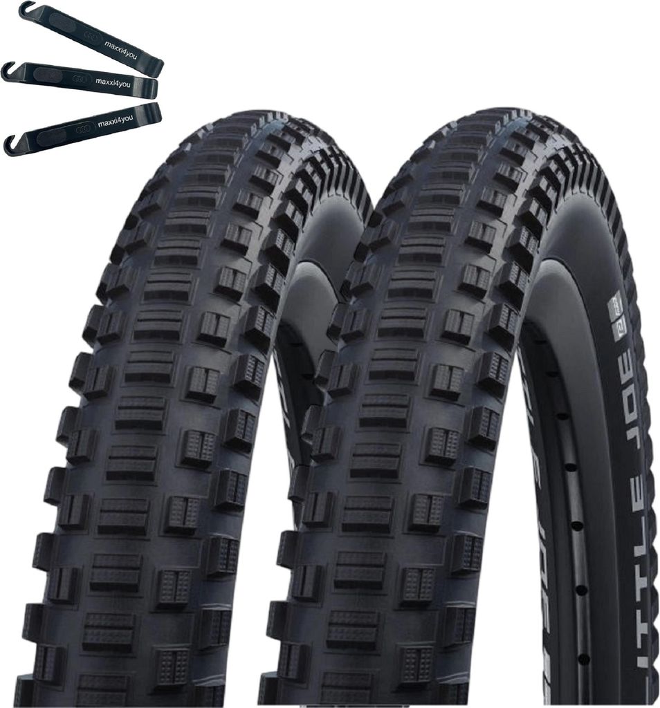 2 x Faltreifen Schwalbe Little Joe Active Line K-Guard Schwarz-Reflex 37-406 (20 x 1.40) inkl. maxxi4you Reifenheber
