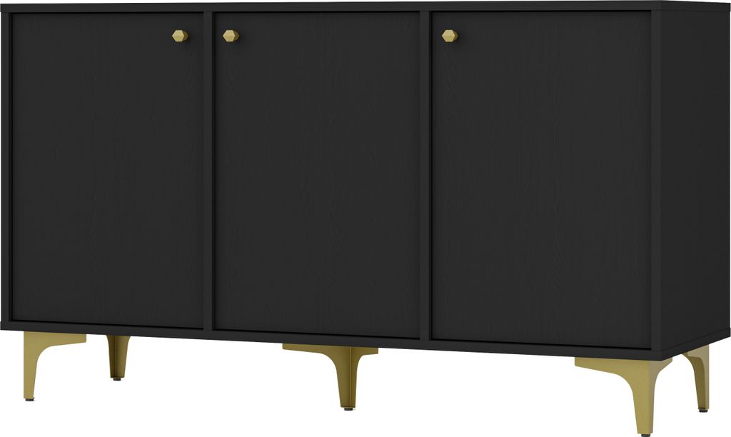 Kommode TOKYO 125cm, dreitürige Kommode, Sideboard für das Wohnzimmer, (Farbe: Schwarz)