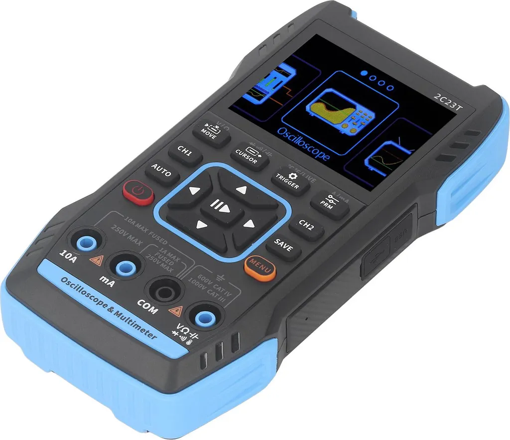 Oscilloscope numérique portable 2 canaux avec fonctions multimètre
