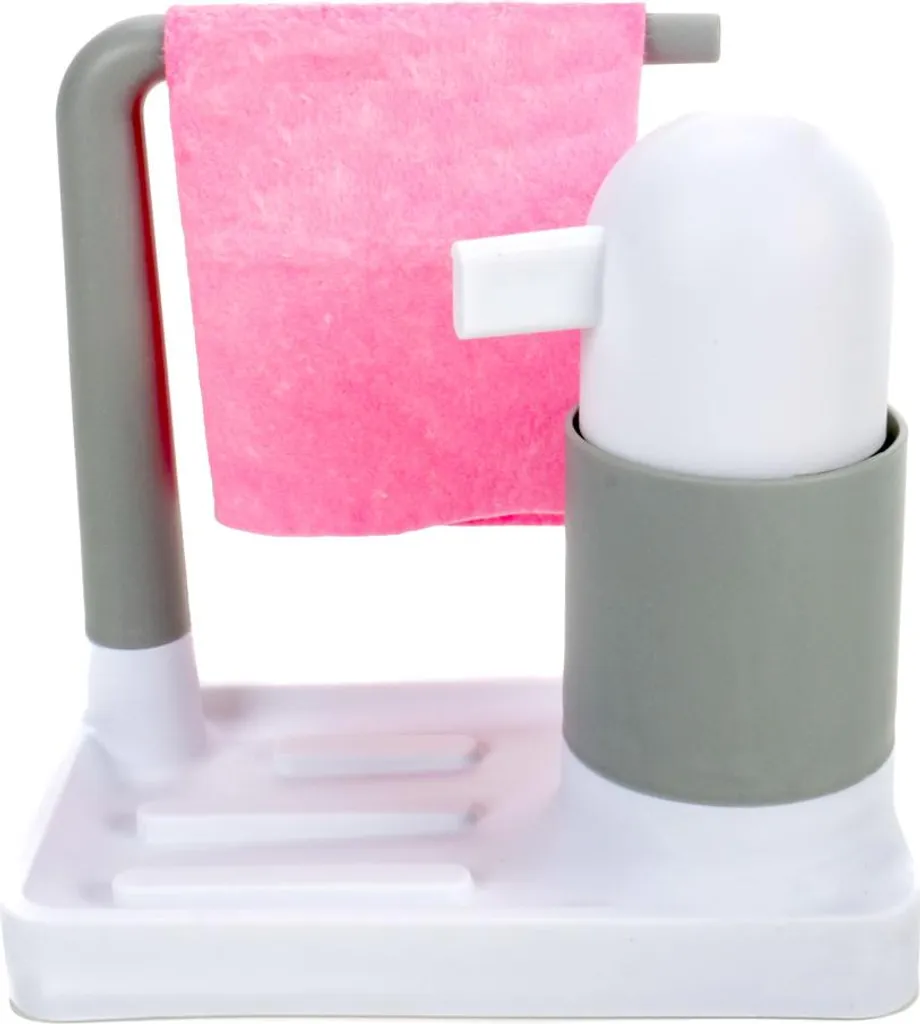 Dispenser Sapone 4 in 1 per Lavello Cucina: Organizer Plastica 350ml