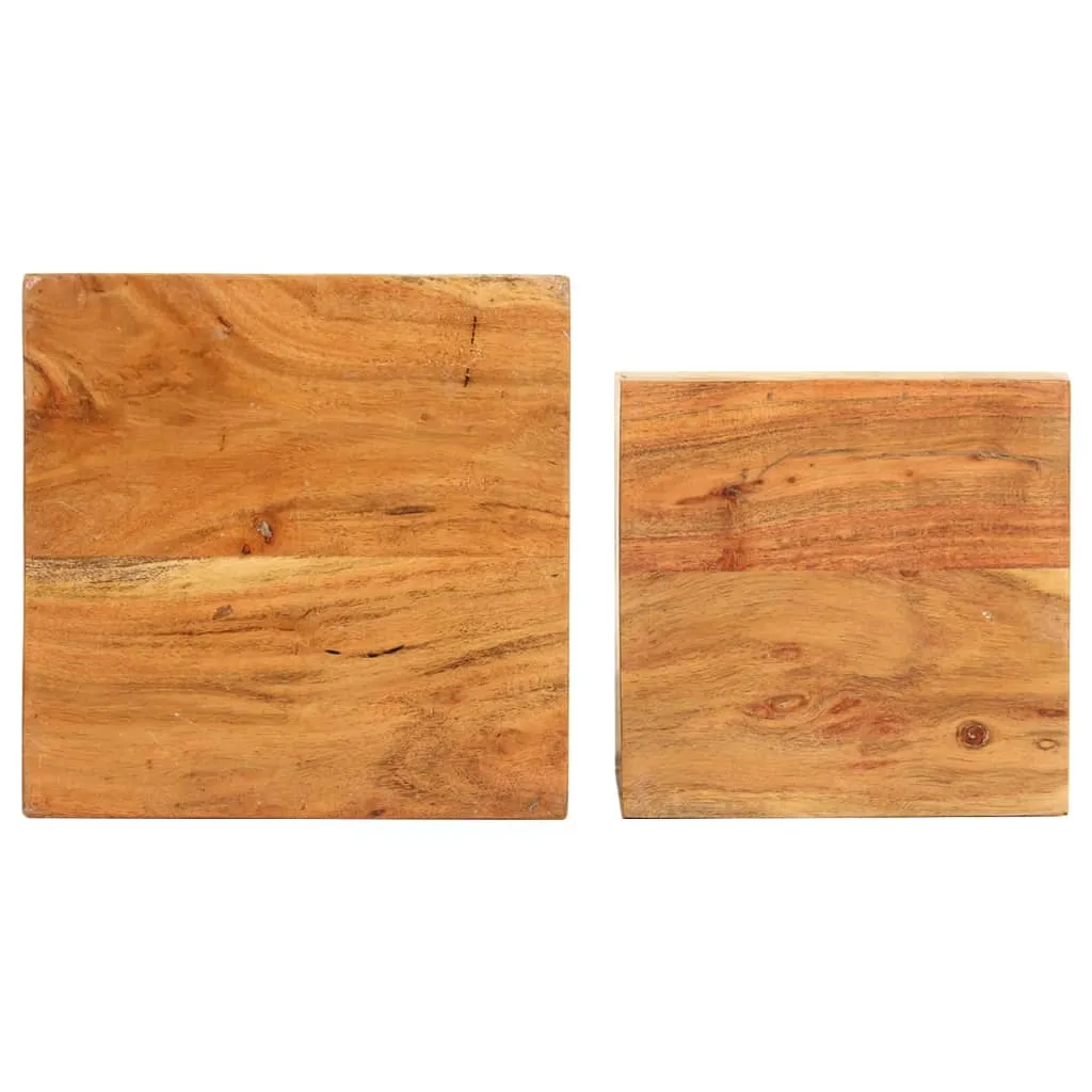 Tables d'appoint robustes en acacia pour stabiliser vos objets déco - 2 pcs