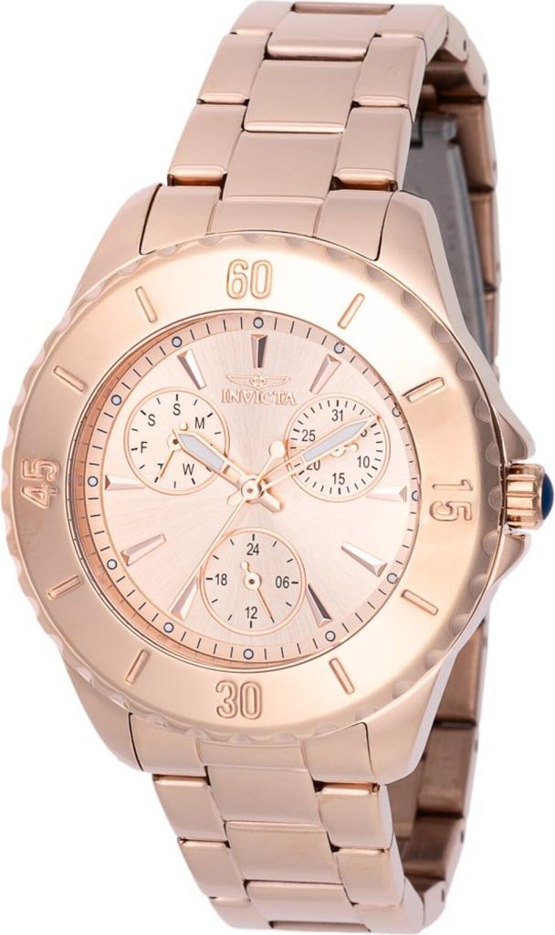 Invicta Angel 48403 Damen uhr - Wasserdicht - Analog - Quarzuhrwerk - Edelstahl mit roségoldenen zifferblat - 38mm