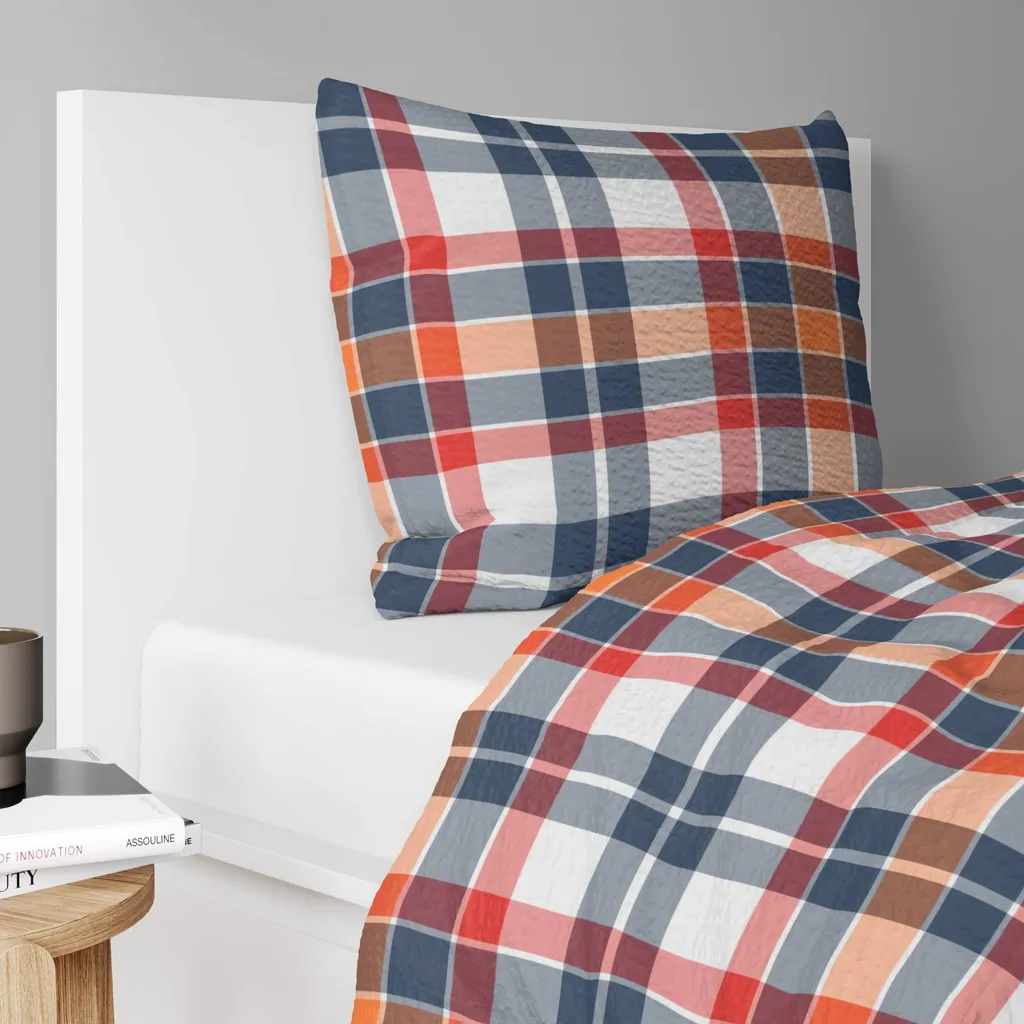 Etérea Set Biancheria Da Letto In Microfibra 135x200 Cm - Copripiumino 2 Pezzi Hunter Righe Arancione, Morbido E Traspirante Per Tutto L'Anno