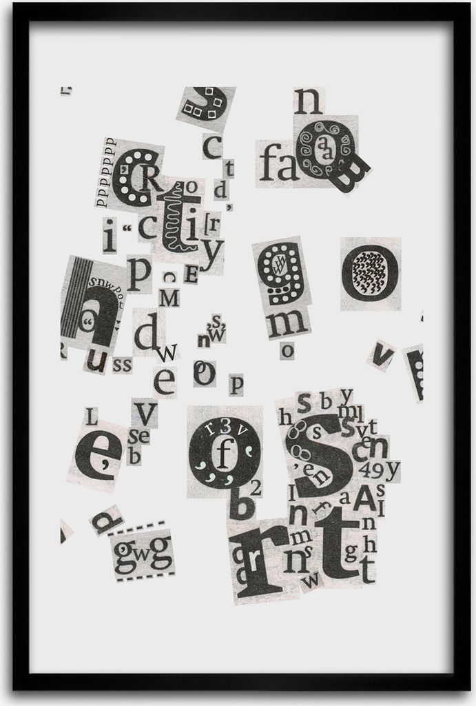 Bild - Bilderrahmen - 40 cm x 60 cm - MDF - Rahmen - Wandkunst - Briefe aus der Zeitung