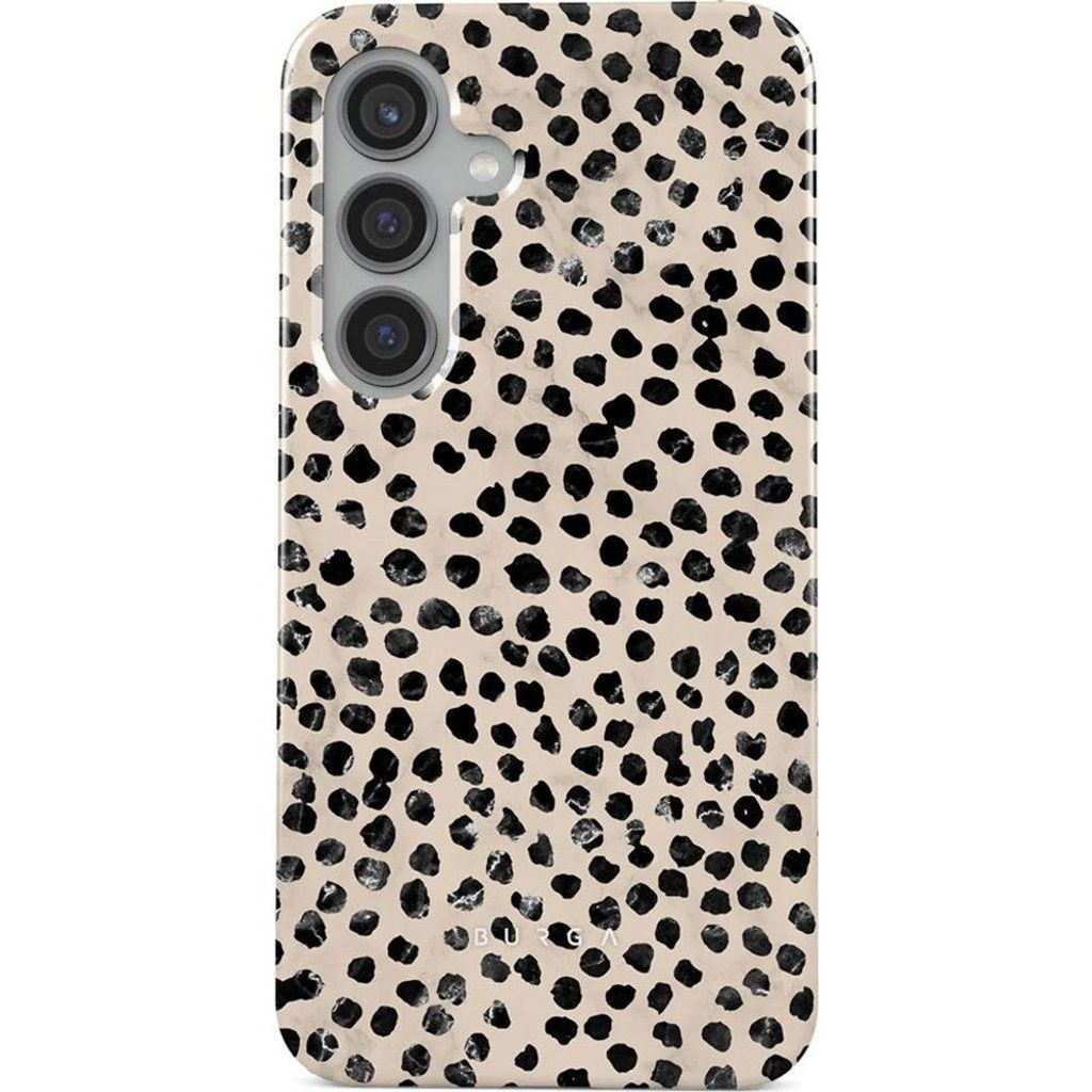 A phone case with a dalmatian-like pattern.