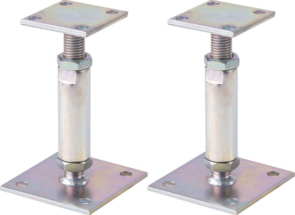 Alberts Pfostenträger | höhenverstellbar, zum Aufschrauben | galvanisch verzinkt, dickschichtpassiviert | Höhe 150 - 190 mm | 2er Set