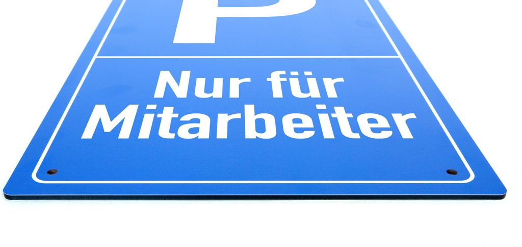 Nur für Mitarbeiter - Schild - Hochformat - blau - 4 mm Alu Verbundplatte (30 x 20 cm Bohrloch 4 x)