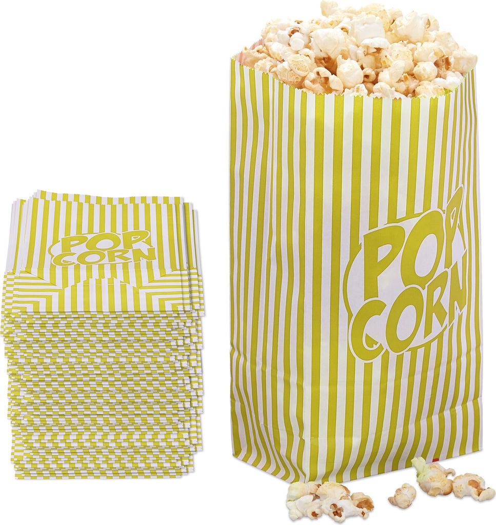 Relaxdays Popcorntüten, 144er Set, gestreift, Retro-Optik, Produktbild 