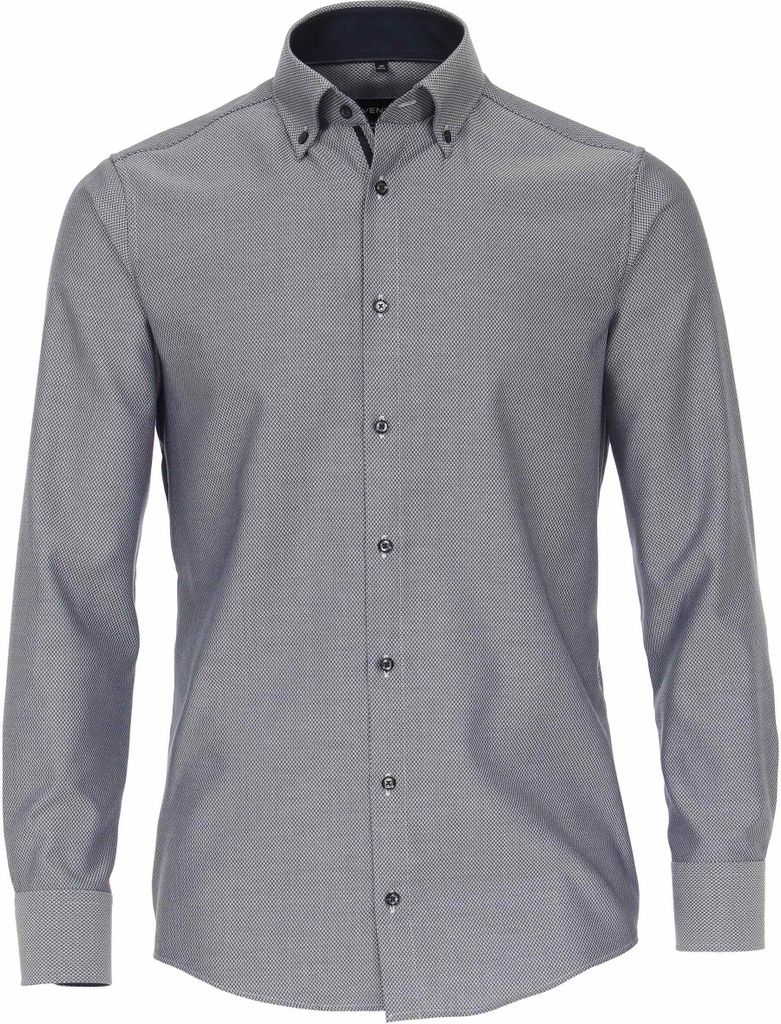 VENTI Herren Businesshemd Langarm Button-Down Modern-Fit Blau uninah 39