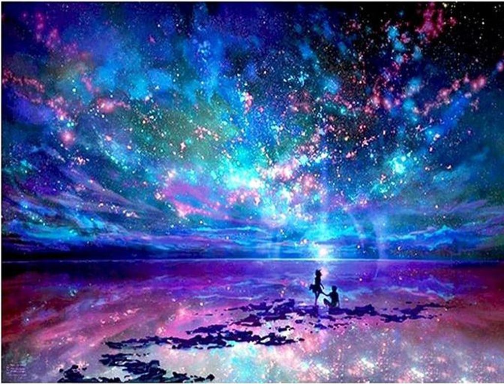 "Sternenhimmel"-Malerei nach Zahlen, 40x50 cm, auf Produktbild 