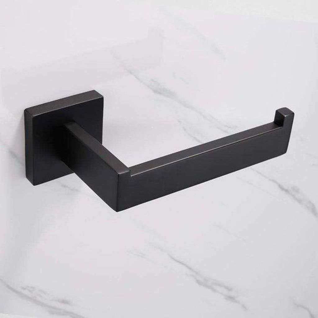Schwarze Wandhalter für Toilettenpapier, moderne, quadratische Toilettenpapierhalter für Badezimmer (schwarz)