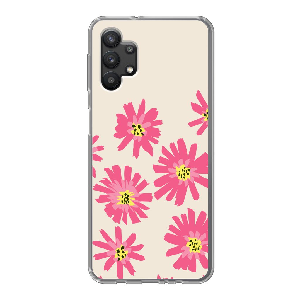 MuchoWow Handyhülle Schutzhülle Hülle für Samsung Galaxy A32 5G Blumen - Muster - Minimalismus Silikon Softcase Handy Hülle - Softcase