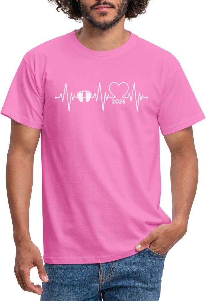 Spreadshirt Baby 2026 EKG Herzschlag Männer T-Shirt, XXL, Pink