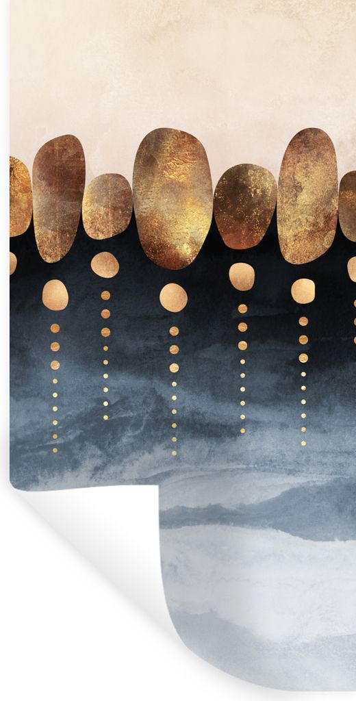 MuchoWow Wandtattoo Wandsticker Wandaufkleber Gold - Abstrakt - Luxus 80x160 cm Selbstklebend und Repositionierbar - Sticker - Dekorfolie