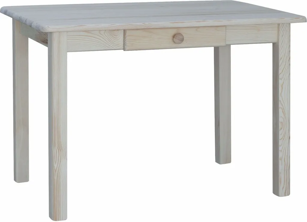 Tavolo con cassetto in legno di pino massiccio non trattato 100 x 60 cm