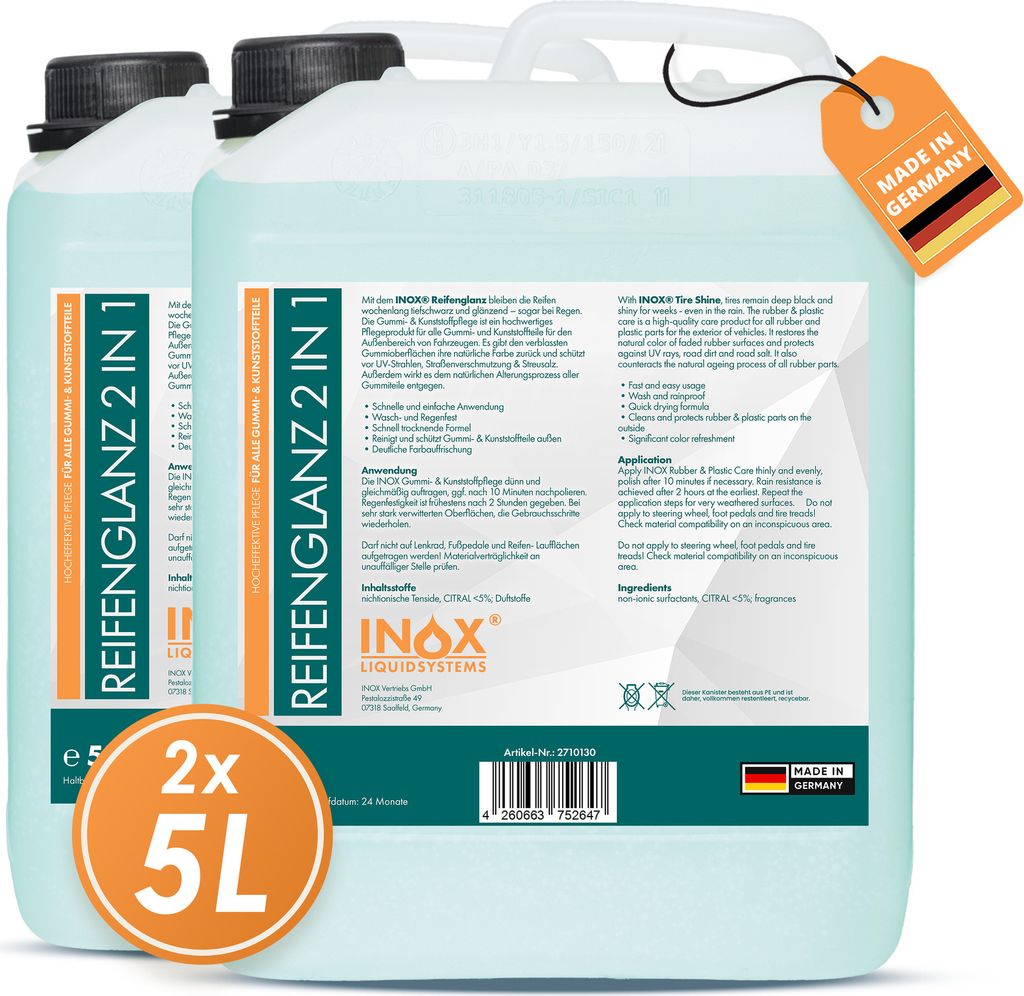 INOX 2x5L Reifenglanz 2:1 Kunststoffpflege & Gummipflege Reifenpflege Reiniger
