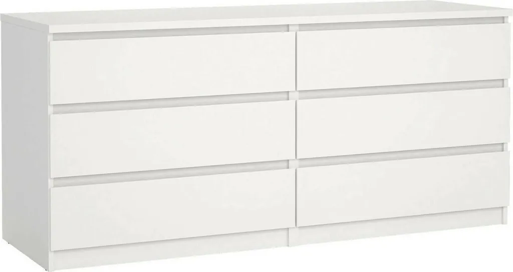 Buffet bas blanc Abacadabra enfilade moderne à 6 tiroirs de rangement