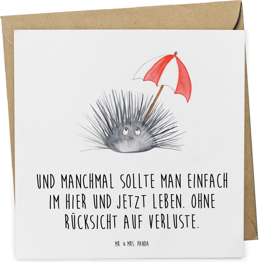 Mr. & Mrs. Panda Glückwunschkarte Seeigel - Weiß - Geschenk, Grußkarte, Hier und Jetzt, Selbstliebe, Leben, faltkarte, Achtsamkeit, anlasskarte,...