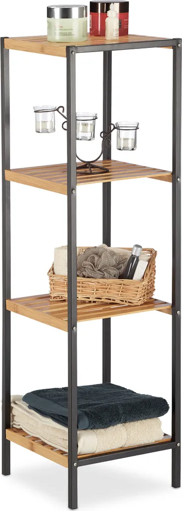 Mensola Bagno Relaxdays Bambù | Scaffale a Giorno per Arredamento