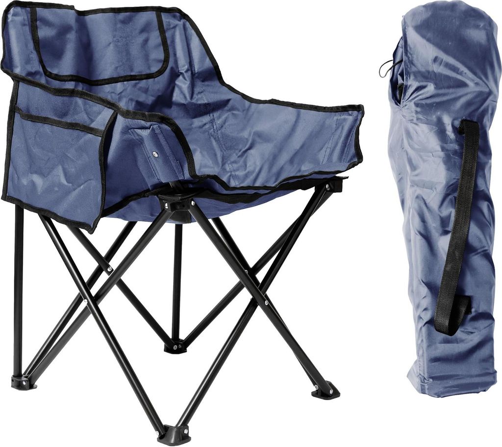 Hochwertiger klappbarer Campingstuhl mit Taschen und Tragetasche – Marineblau – von Harbor Housewares