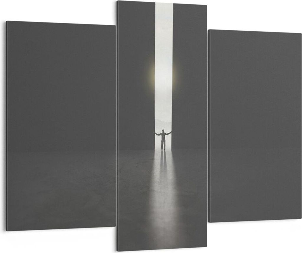 Bild auf Leinwand - Leinwandbild - 3 Teile - Tor Mensch Licht - 130x100cm - Wand Bild - Wanddeko - Wandbilder - Leinwanddruck - Bilder - Wanddekora...