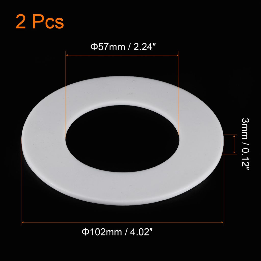 2er Pack PTFE Flachdichtung 102mm ?.D. 57mm i.D. 3mm DN50 Flanschdichtung wei?