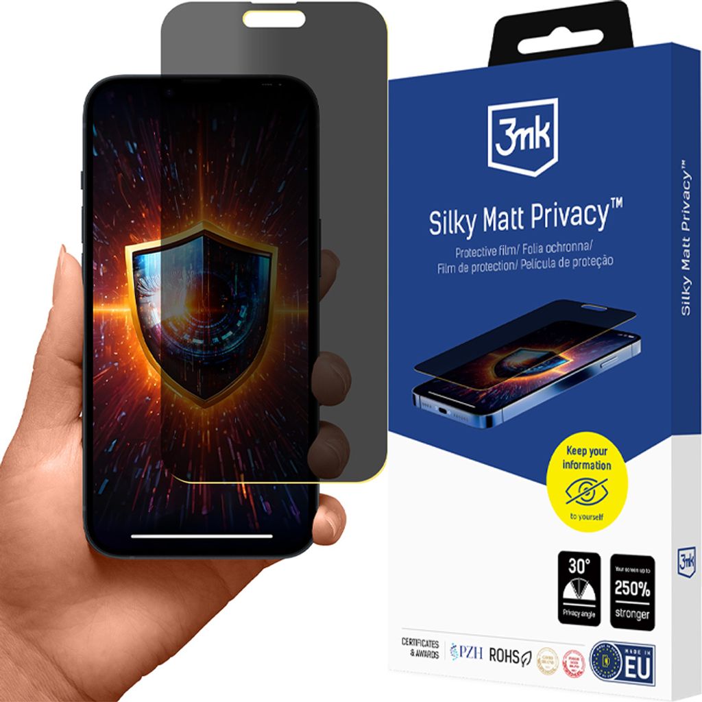 3mk Display Schutzfolie Privatisierung Film Handyfolie Silky Matt Privacy für Apple iPhone 15
