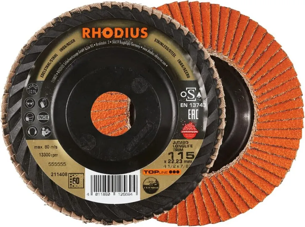 Rhodius 211411 JUMBO LONGLIFE TRIM Disque à lamelles Inox Acier 10 pcs