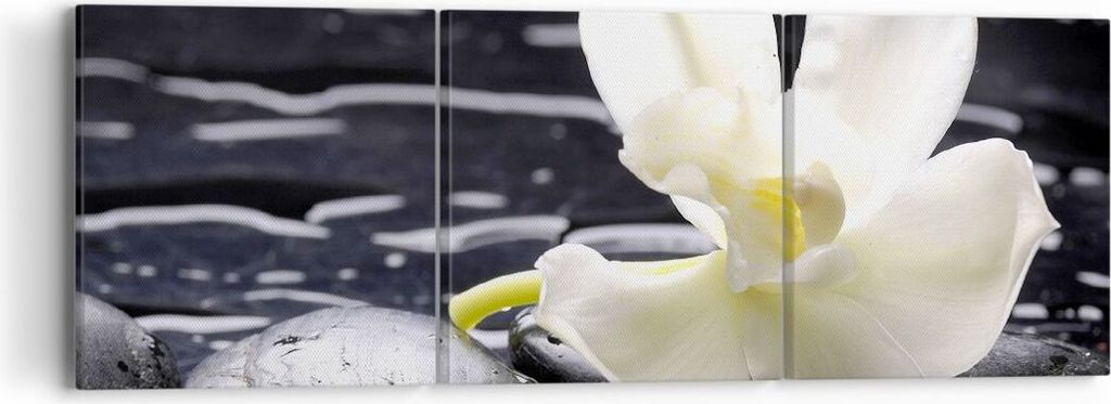 Bild auf Leinwand - Leinwandbild - Spa Orchidee Steine Wasser - 90x30cm - Wand Bild - Wanddeko - Leinwanddruck - Bilder - Kunstdruck - Wanddekorati...