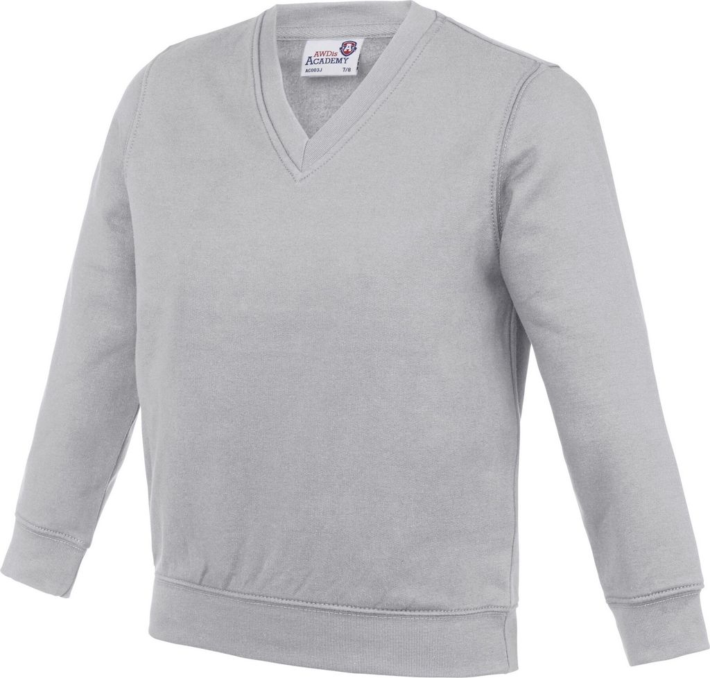 AWDis Academy Kinder Junior Schul Sweatshirt mit V-Ausschnitt RW3925 (3-4 Jahre (104)) (Grau)