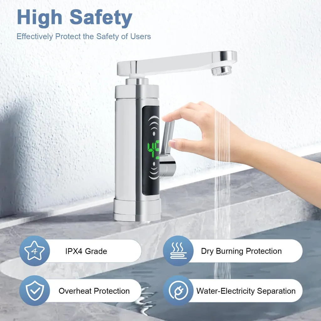Robinet électrique 360° eau chaude rapide, idéal sans plomberie - Argent - 3
