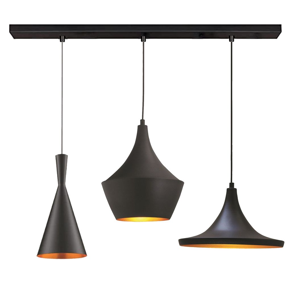 Pendelleuchte 3 Flammige Metall E27 Schwarz Modern Lampe