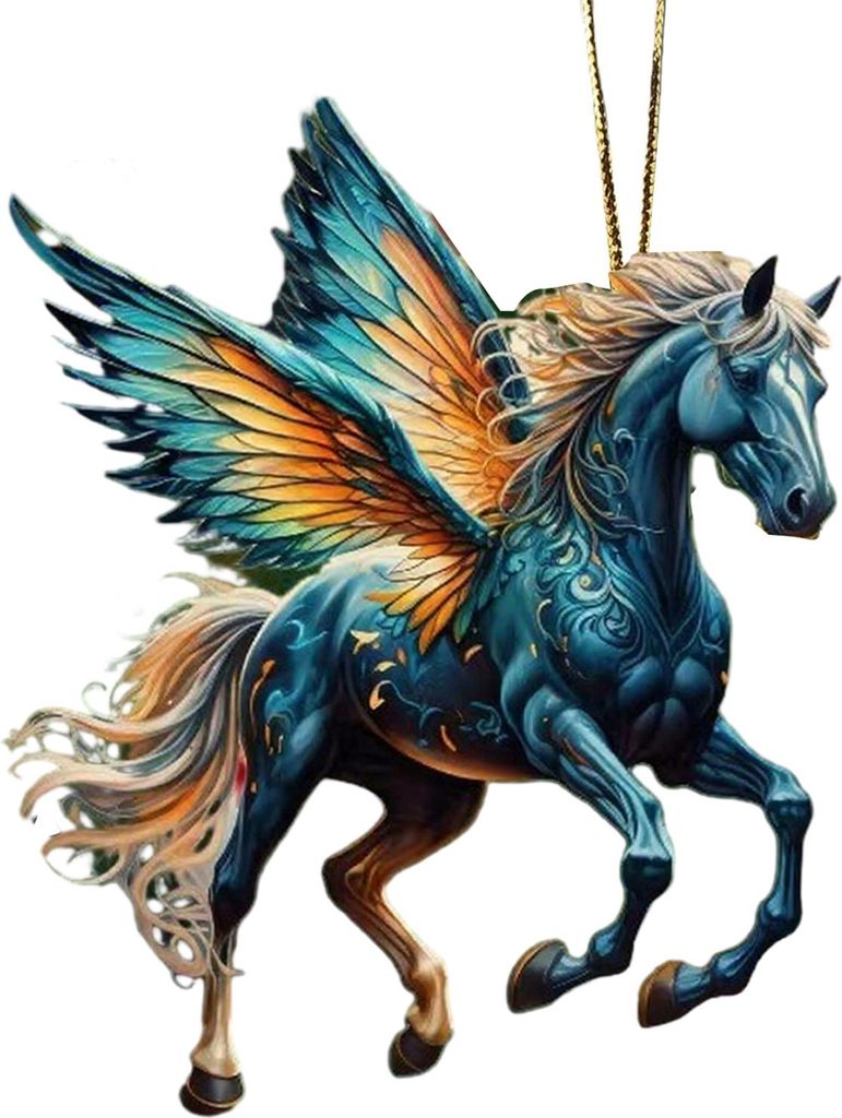 Funkelnder Pferdeanhänger aus 2D-Acryl zum Aufhängen – Realistischer Weihnachtsbaumschmuck mit Pferdemotiv – Elegantes Geschenk für Pferdeli...