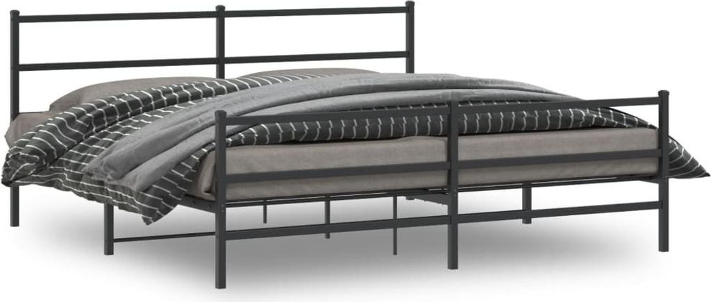 Maison Exclusive - Bettgestell mit Kopf- und Fußteil Metall Schwarz 200x200 cm