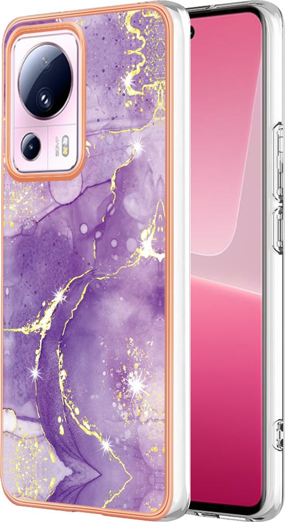 Hülle für Xiaomi 13 Lite 5G Muster TPU Silikon Stoßdämpfer Bumper Schutzhülle Violett
