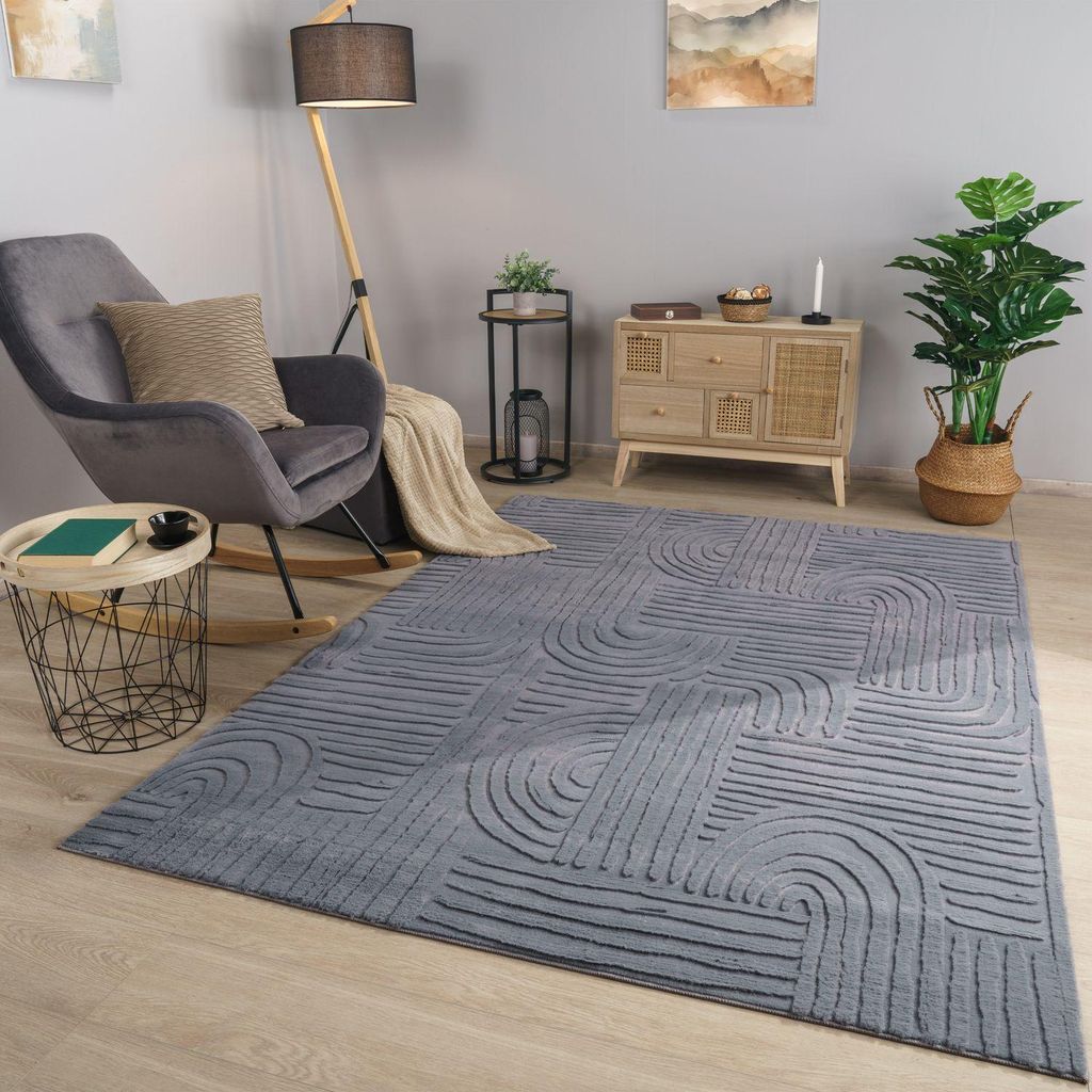 TT Home Wohnzimmer Teppich Esszimmer Kurzflor Geometrische Produktbild 