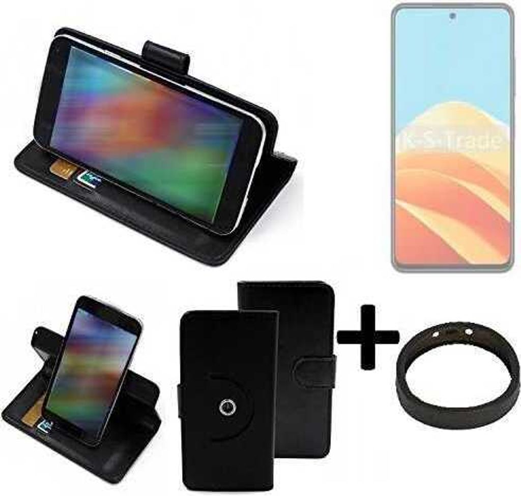 K-S-Trade Case Schutz Hülle kompatibel mit Nubia Calf 5G + Bumper Handy Hülle Flipcase Smartphone Cover Handy Schutz Tasche Walletcase schwarz