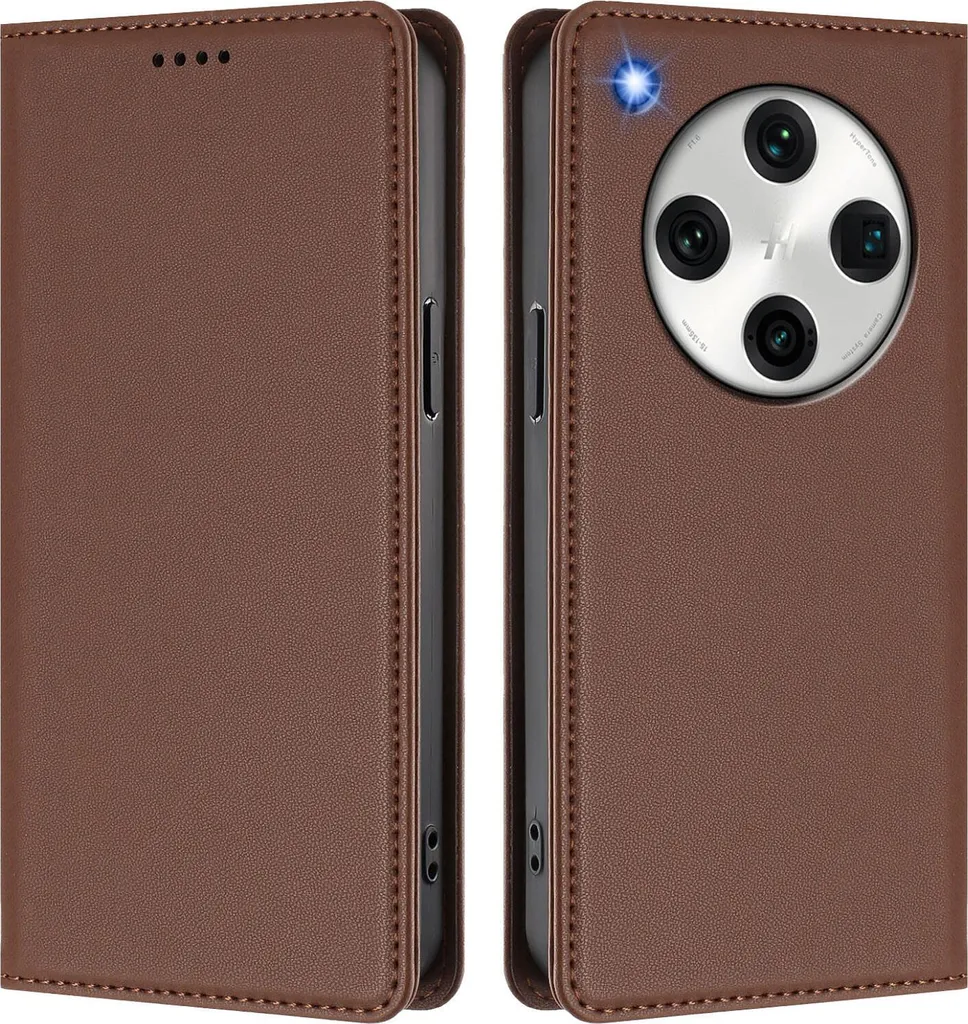 Custodia Magnetica Oppo Find X8 Pro in Pelle Marrone con Supporto