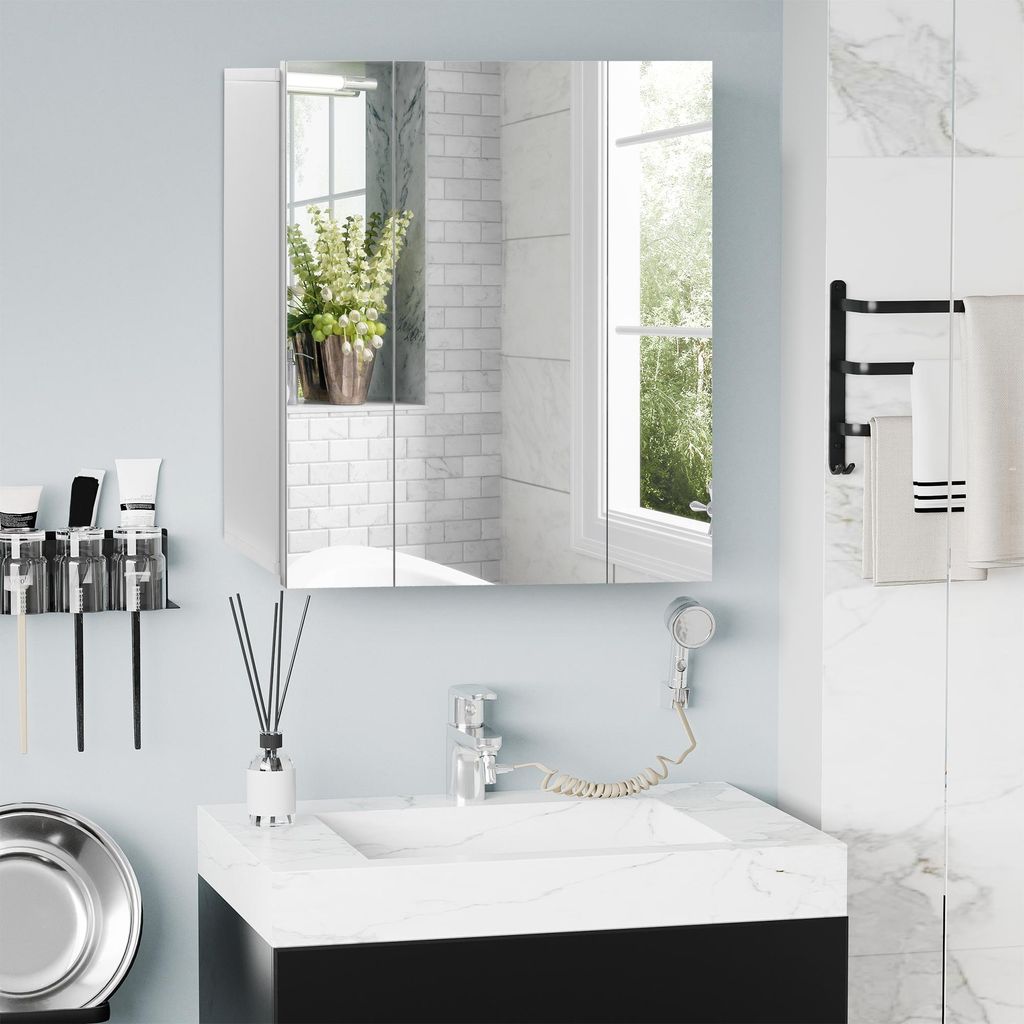 kleankin Armoire murale de salle de bain avec 3 portes Image du produit 