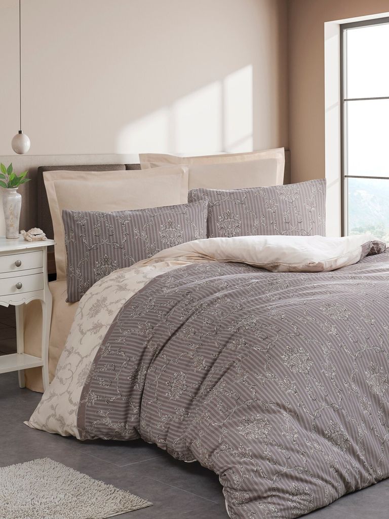 L'Essentiel Linge de Maison, King-Size-Bettbezug-Set (FR), Charm - Brown, 65 % BAUMWOLLE / 35 % POLYESTER, Braun, 240 x 220 cm