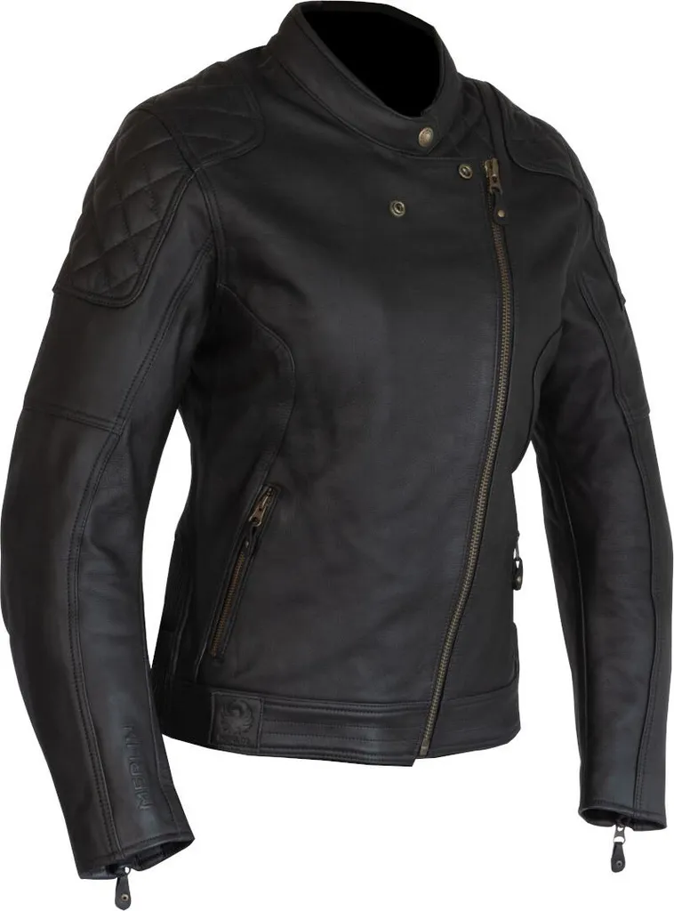 Veste Moto Femme en Cuir Merlin Bristol D3O Noir S - Coupe Vintage Chic