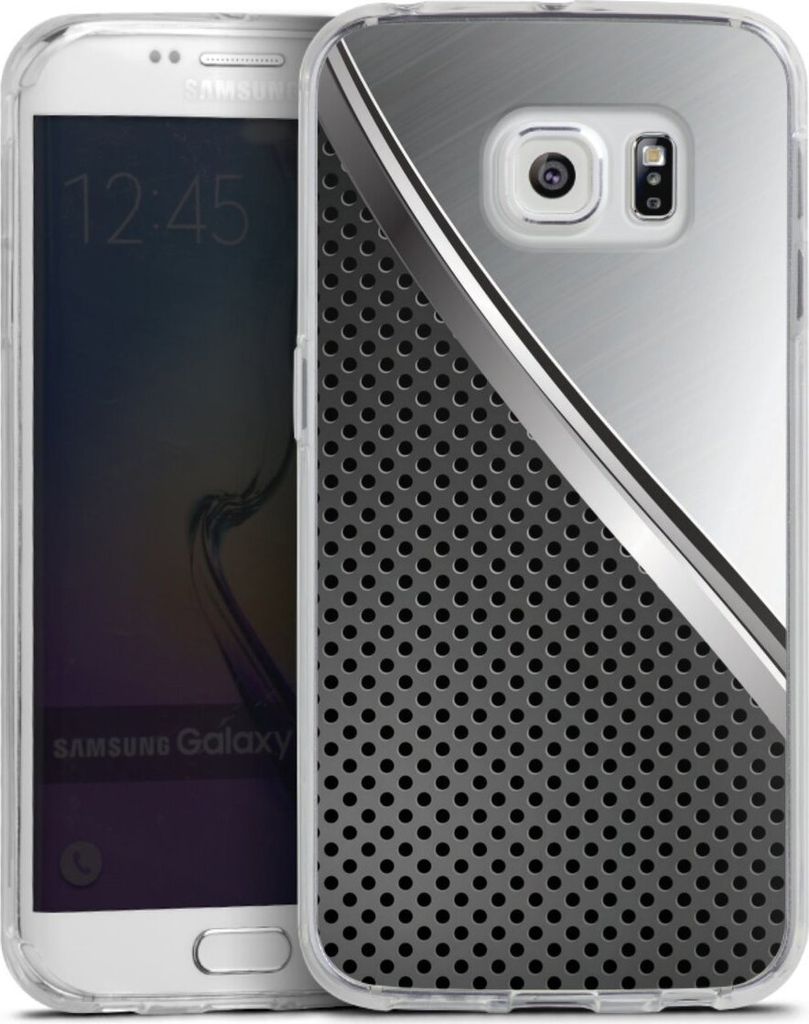DeinDesign Handyhülle für Samsung Galaxy S6 Edge Silikon Hülle Case Smartphone Schutzhülle Carbon Metall Stahl