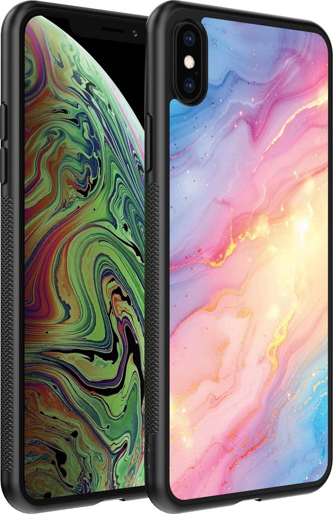 Smartphonica Telefon Fall geeignet für iPhone X/Xs mit Regenbogen Glitter Marmor Print - TPU Backcover Fall Regenbogen Glitter Marmor Design